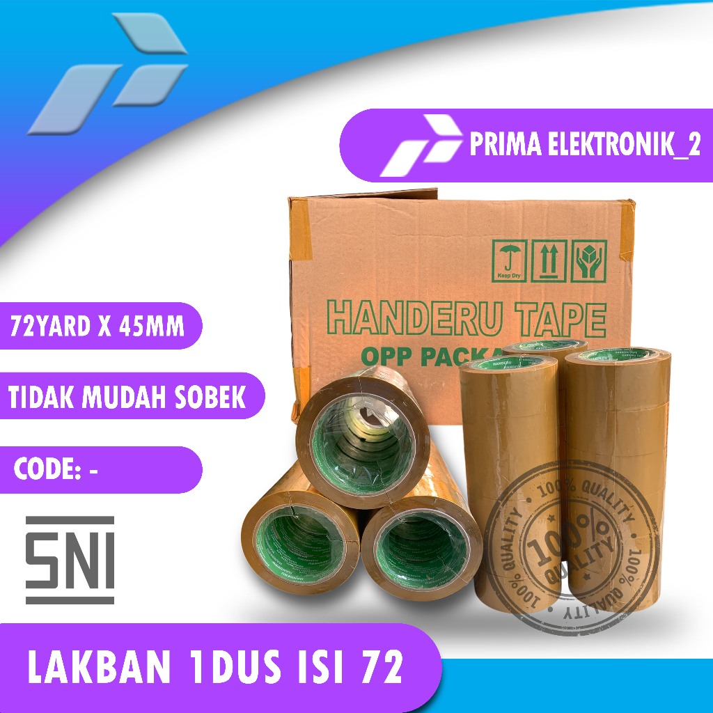

1 DUS LAKBAN HANDERU OPP PREMIUM HARGA GROSIR ISI 24 PAK 72 PCS LAKBAN KEBUTUHAN PACKING DAN KANTOR