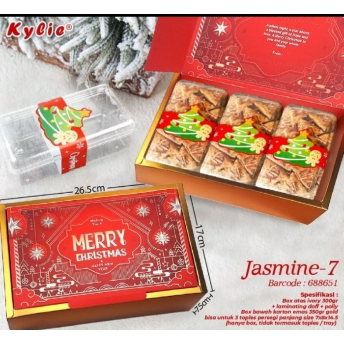 

( 5pcs ) Box Toples 350gr Isi 3 Natal Kotak Kue Packaging Hampers Parcel Christmas Dus 26x17x7cm