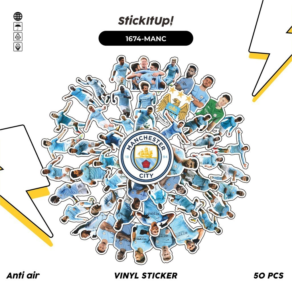 

COD✨ 100 Pcs Stiker Pack FOOTBALL SERIES MANCHESTER CITY Lucu Aesthetic Vynil Waterproof untuk Freebies Sticker Buku Journal Casing HP Laptop