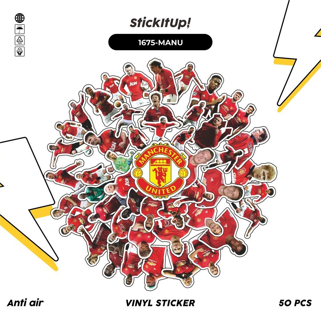 

COD✨ 100 Pcs Stiker Pack FOOTBALL SERIES MANCHESTER UNITED Lucu Aesthetic Vynil Waterproof untuk Freebies Sticker Buku Journal Casing HP Laptop