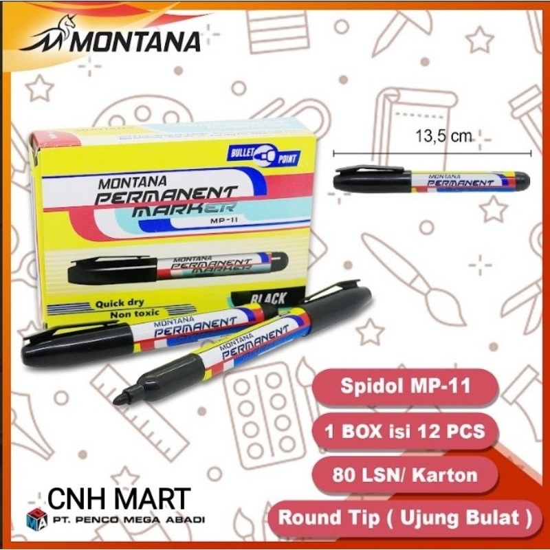 

Spidol MP 11 Montana Permanet Marker Hitam Bisa Di Isi Ulang Dus Kuning MP - 11 Harga 12 Pcs