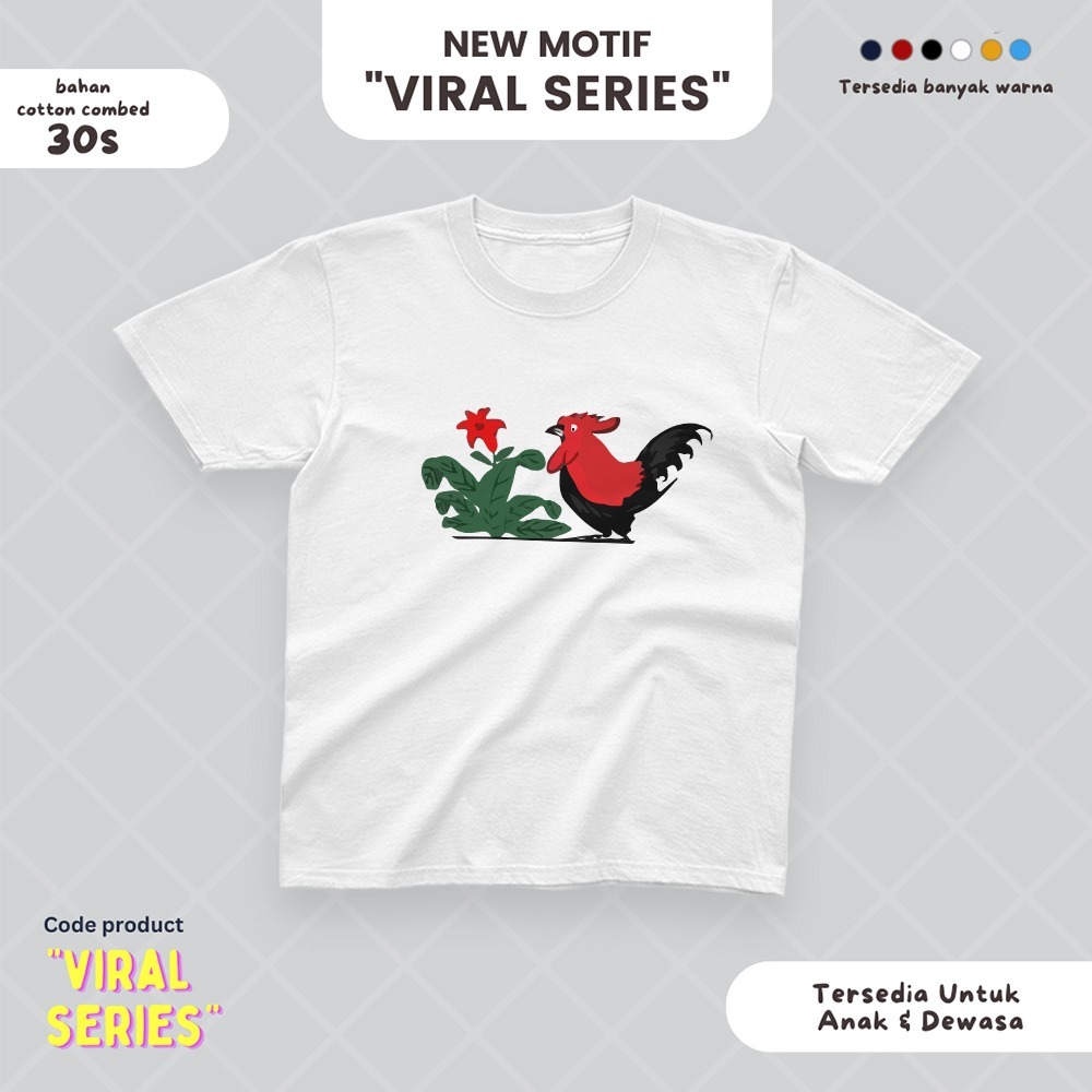 Kaos anak sablon cap ayam jago keren bahan adem dan nyaman 1-14 tahun