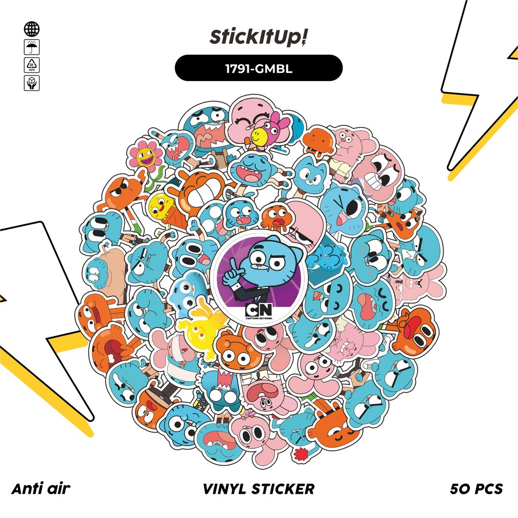 

COD✨ 50 Pcs Stiker Pack HE AMAZING WORLD OF GUMBALL Lucu Aesthetic Vynil Waterproof untuk Freebies Sticker Buku Journal Casing HP Laptop