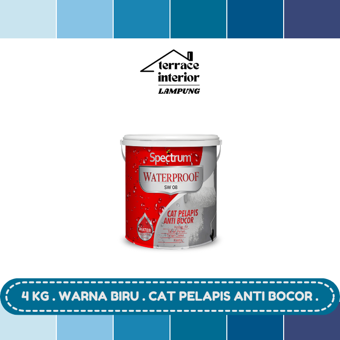 Cat Pelapis Anti Bocor Spectrum Waterproof Warna Biru 4 KG