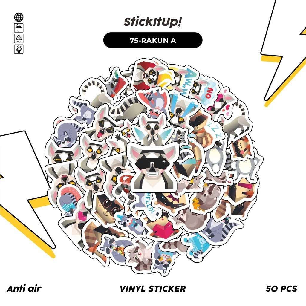 

COD✨ 50 Pcs Stiker Pack Graffiti Motif Kartun Hewan Rakun Lucu Lucu Aesthetic Vynil Waterproof untuk Freebies Sticker Buku Journal Casing HP Laptop