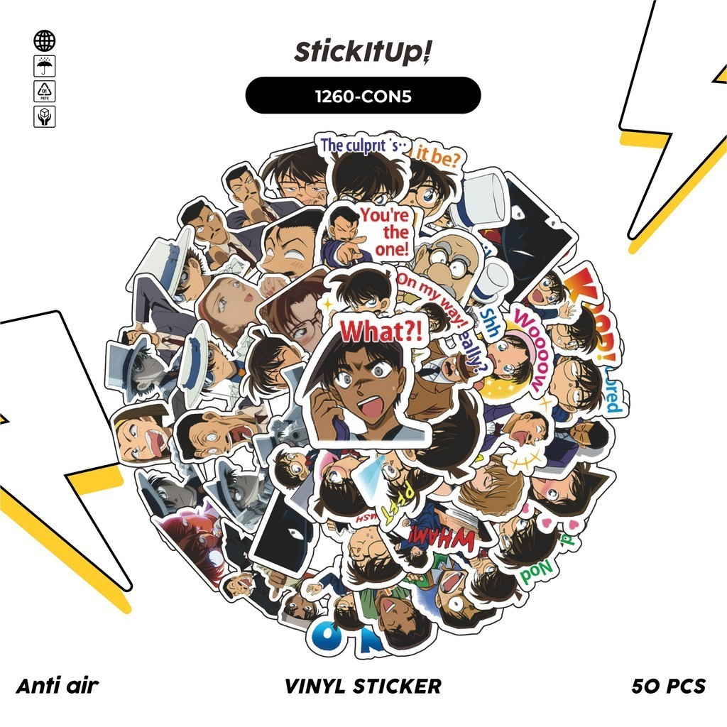 COD✨ 100 Pcs Stiker Detective Conan v5 Lucu Aesthetic Vynil Waterproof untuk Freebies Sticker Buku J