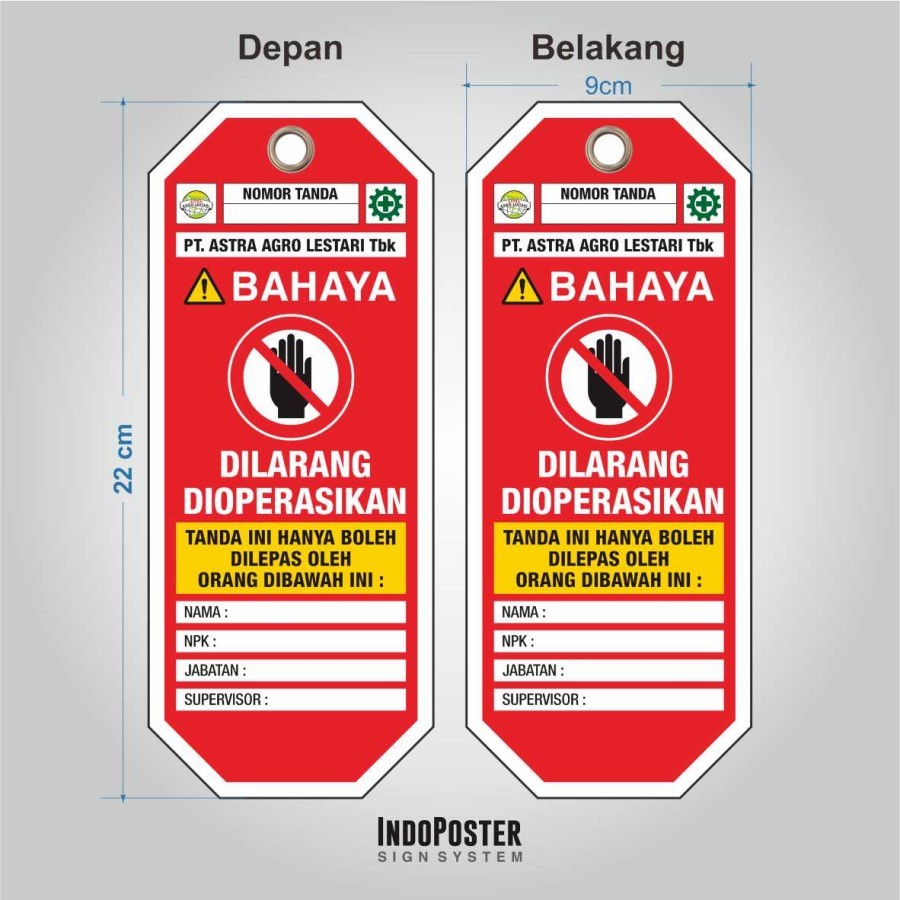 

Tag Out LOTO PVC Safety K3 ANSI ISO Bahaya Dilarang Dioperasikan