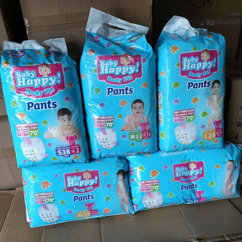 Baby happy baby happy popok celana happy active pants  M20/L20/XL20/XXL18/S38+2/M32/L28/XL26/XXL24 -