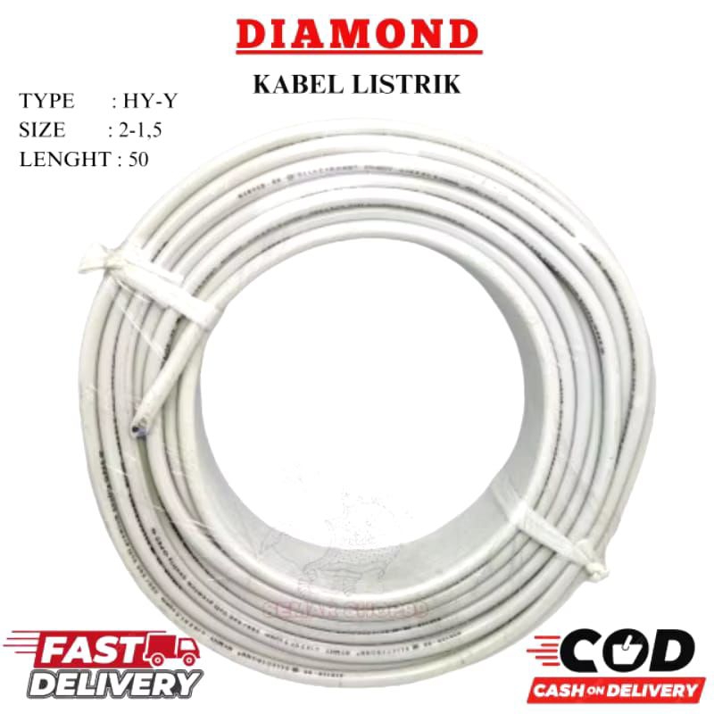 Obral PER 10 METER Kabel DIAMOND Putih 2x1,5 / Kabel Serabut Listrik 2x1,5 / Kabel Listrik HY-Y