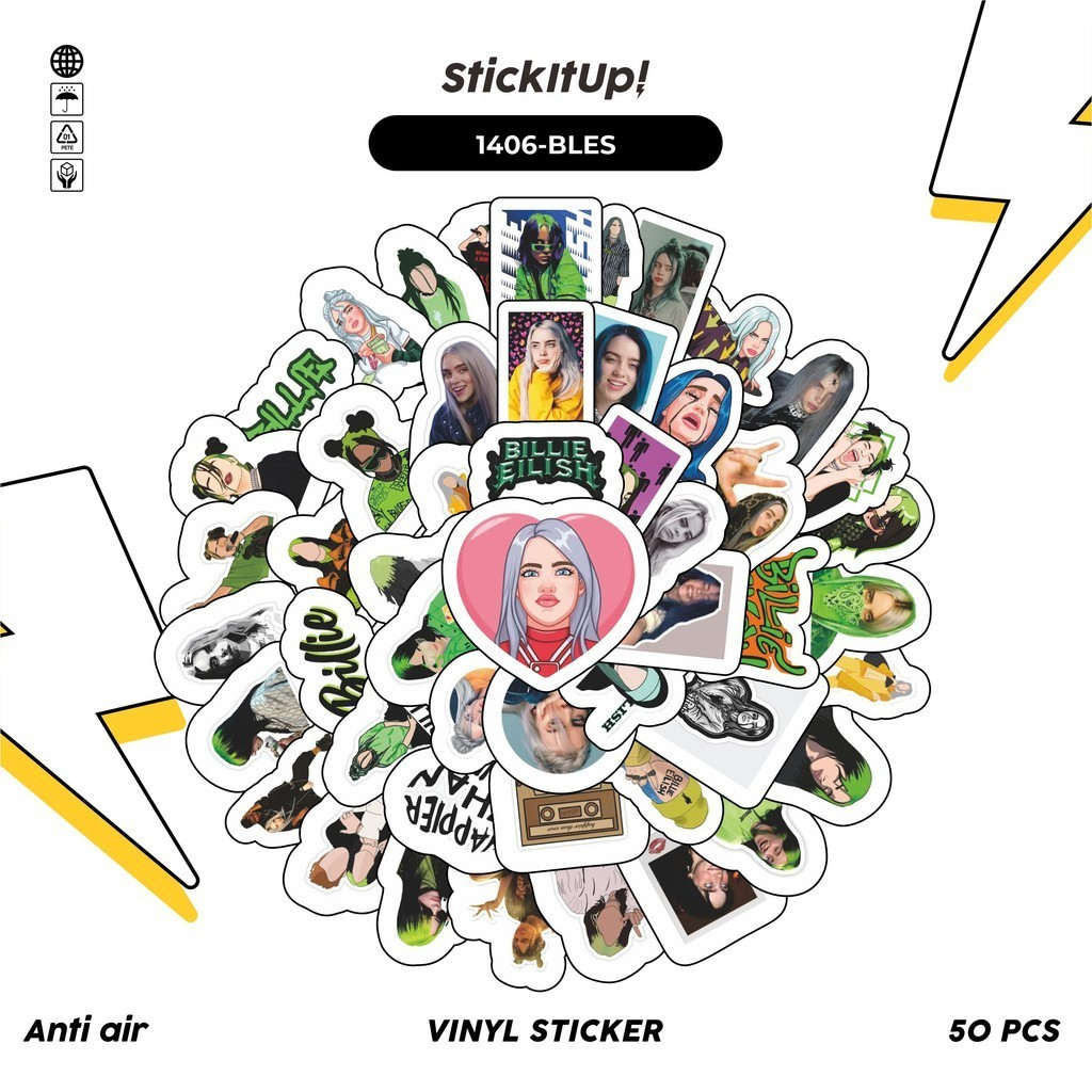 

COD✨ 100 Pcs Stiker Pack Billie Eilish Lucu Aesthetic Vynil Waterproof untuk Freebies Sticker Buku Journal Casing HP Laptop