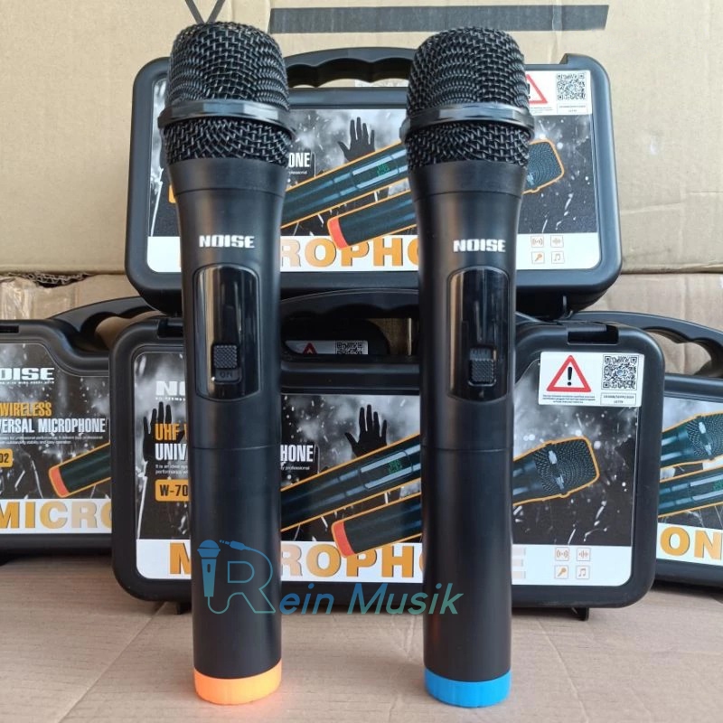 Mic Wireless Noise W-702 / W702 DUAL HANDLE MINI RECEIVER + FREE KOPER