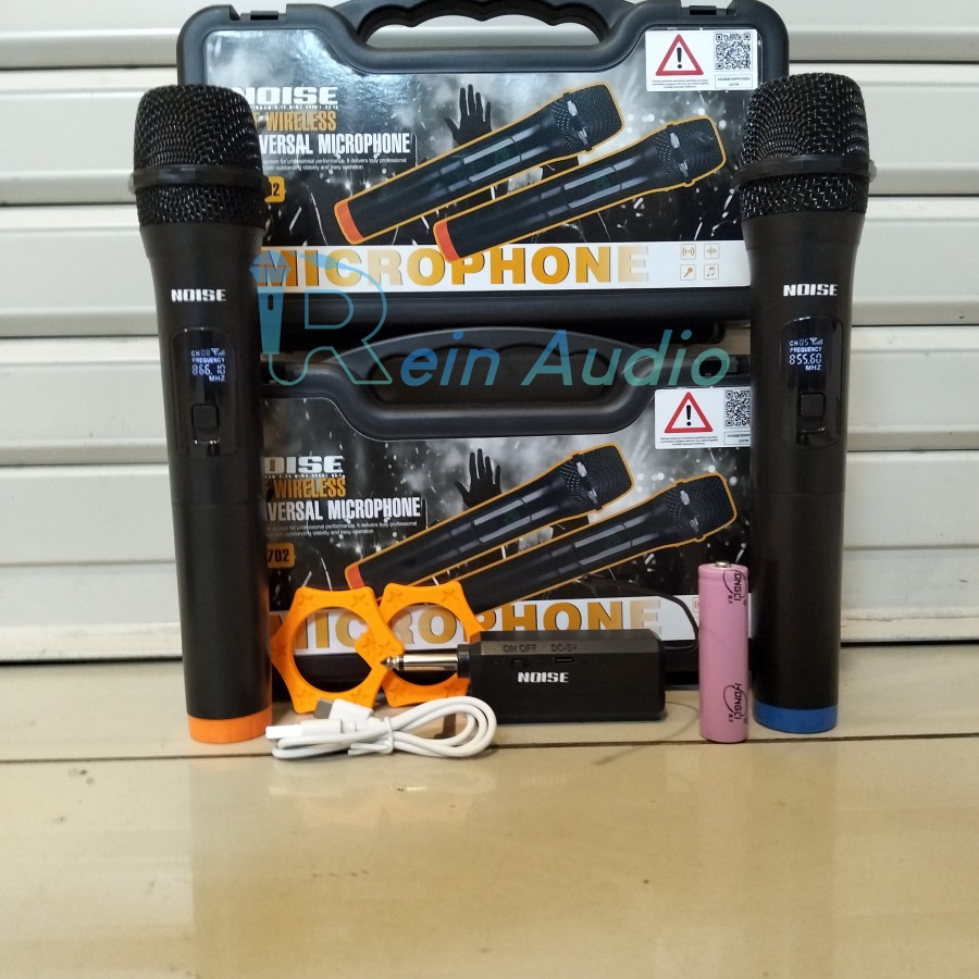 Mic Wireless Noise W-702 / W702 DUAL HANDLE MINI RECEIVER + FREE KOPER