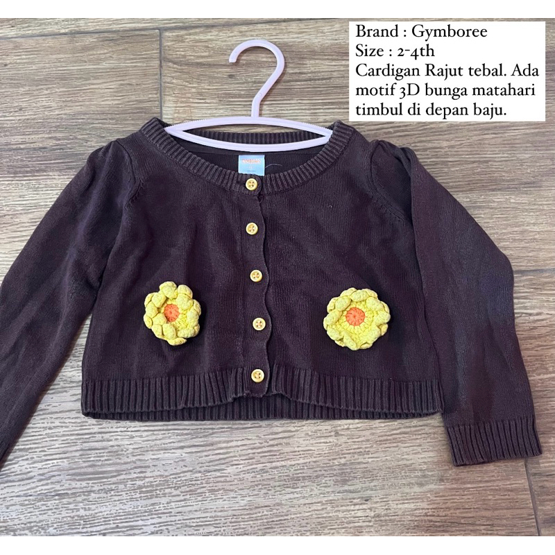 PL Gymboree cardigan rajut tebal bunga 3D