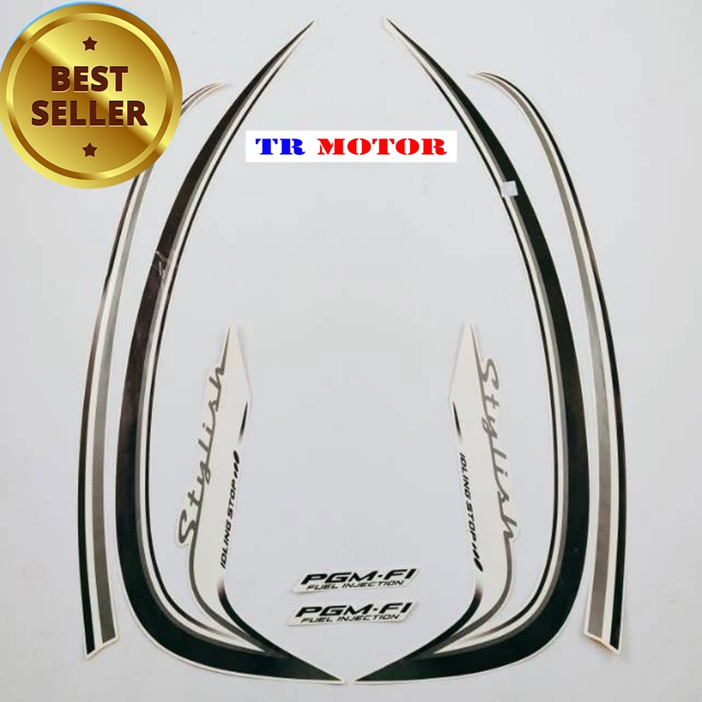 Striping stiker polet motor honda scoopy stylish 2016 idling stop stiker list body cream standar
