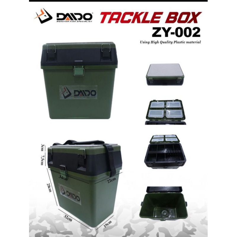 Tempat aksesoris pancing atau kebutuhan outdoor lainnya daido tackle box hijau zy002