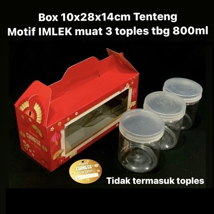 

( 5pcs ) Kotak Box Imlek Jinjing Dus CNY 10x28x14 cm Muat 3 Toples Tabung Kuker 800ml