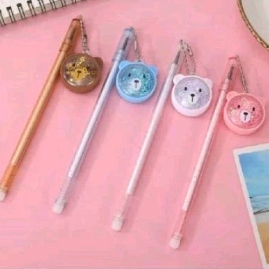 

1 pack pulpen gantungan bear gliter isi 12 pcs warna random