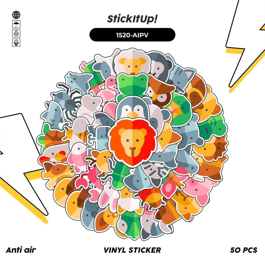 

COD✨ 100 Pcs Stiker Pack Animal Icon Pack Version Lucu Aesthetic Vynil Waterproof untuk Freebies Sticker Buku Journal Casing HP Laptop