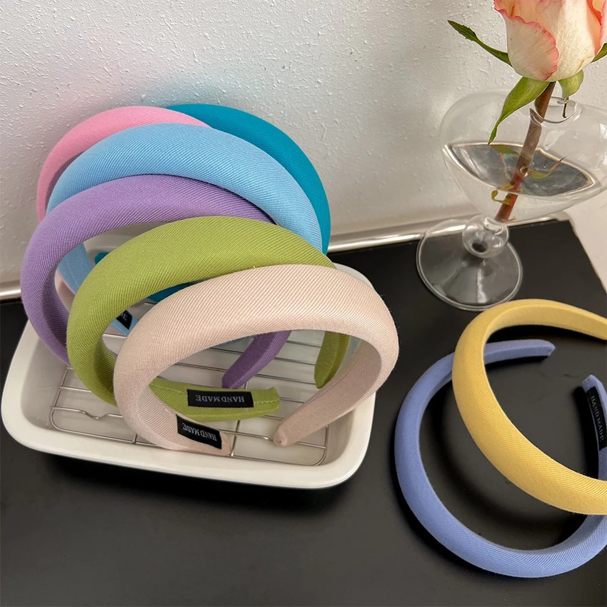 BERKAT- Bando Kain Tebal Wanita Korea / Bando Kain Warna Pastel / Headband Cloud Polos Lebar