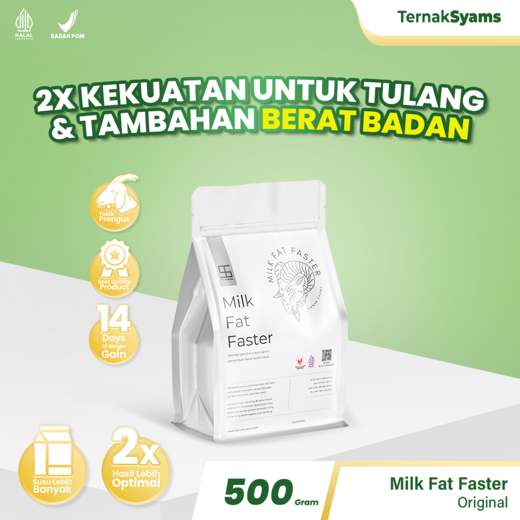 

Ternak Syams Premium Susu Penggemuk Penambah Kenaikan Berat Badan Dan Nafsu Makan Ideal 500 gram Varian Susu Kambing Etawa Full Cream Milk Fat Faster Natural Organik Suplemen Vitamin Makanan minuman Obat Kapsul BPOM HALAL LPPOM weight gain Etawalin