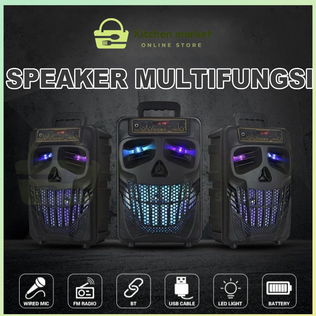 CHAN Speaker Bluetooth Karaoke Free Mic 8,5 Inchi Salon Aktif Portable Super Bass Speaker Aktif