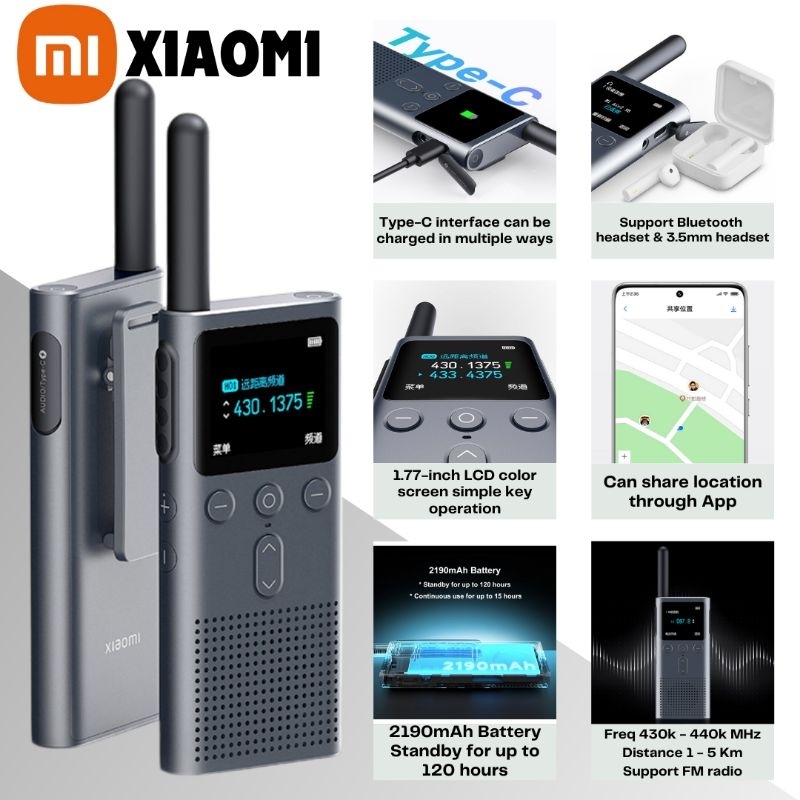 HT - HT Xiaomi - HT Xiaomi Mijia 2S - Smart Walkie Talkie HT work or traveling support bluetooh Head