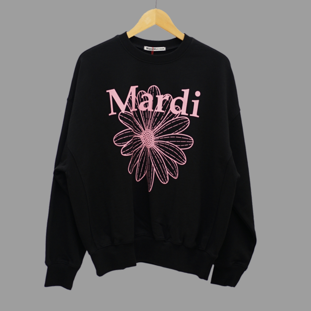 Mardi Mercredi Sweater Pink Flower In Black Jacket Kaos Wanita Original