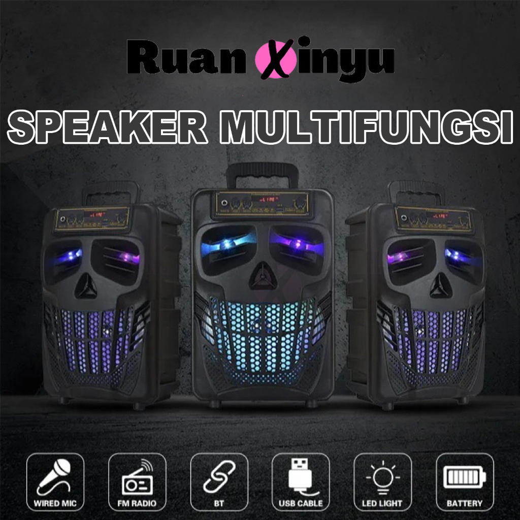 (RX) Speaker Bluetooth Karaoke Free Mic Salon Aktif Portable Super Bass Speaker Aktif Wireless