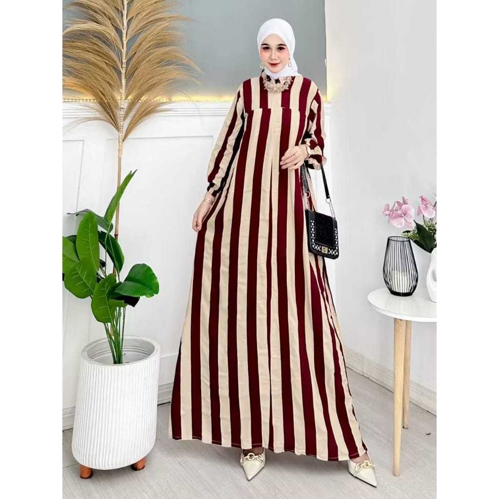 Baju Gamis Salur Varian Kancing Terbaru Gamis Wanita Dewasa Kekinian