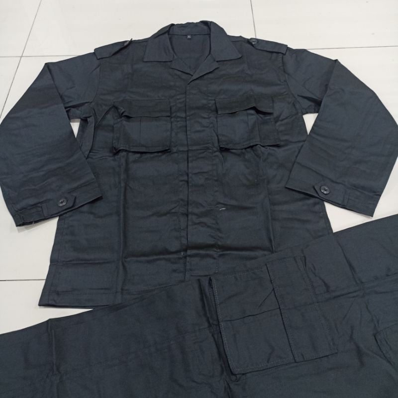 Stelan Baju Celana PDL HITAM | SATGAS | SATPAM | SECURITY | ORMAS