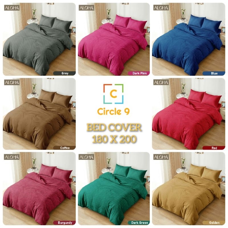 Bedcover Aloha Polos + Sprei Fitted 180x200 Tinggi 25cm - Bedcover King Size 2 Bantal 2 Guling