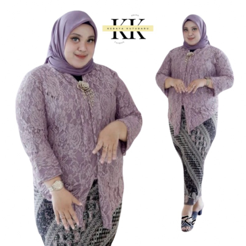 Best seller  Set Baju Kebaya Floy Brokat Ld 130 / jumbo untuk acara kartini / wisuda / kondangan / l