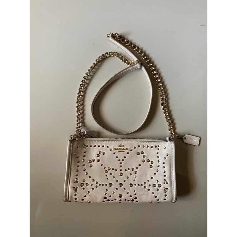 tas selempang coach putih tulang preloved second rantai