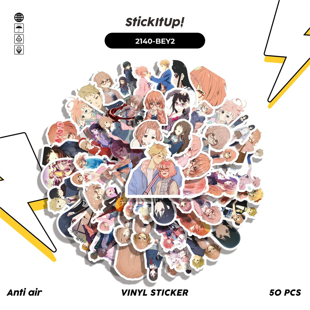 

COD✨ 50 Pcs Stiker Pack ANIME SERIES BEYOND THE BOUNDARY CHAR MIX 02 Lucu Aesthetic Vynil Waterproof untuk Freebies Sticker Buku Journal Casing HP Laptop