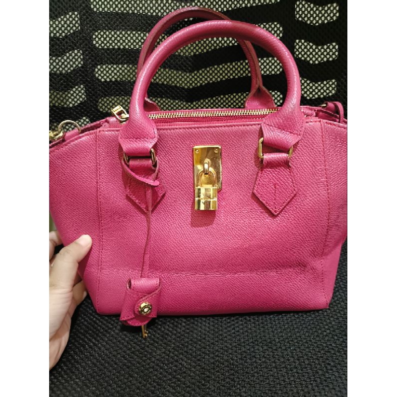 Tas Samantha Thavasa preloved tas kulit asli preloved warna fuschia tas second branded pink tas kuli
