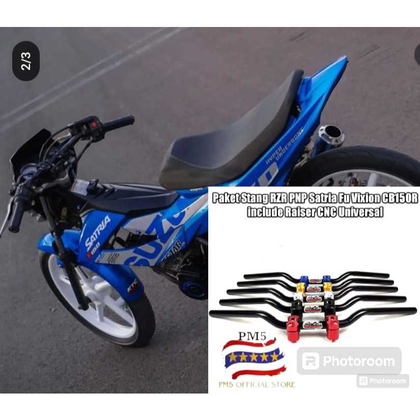 STANG STIR RZR MODEL ROADRACE SET RAISER DUDUKAN PENINGGI STANG CNC IMPORT PNP SATRIA FU SATRIA F150