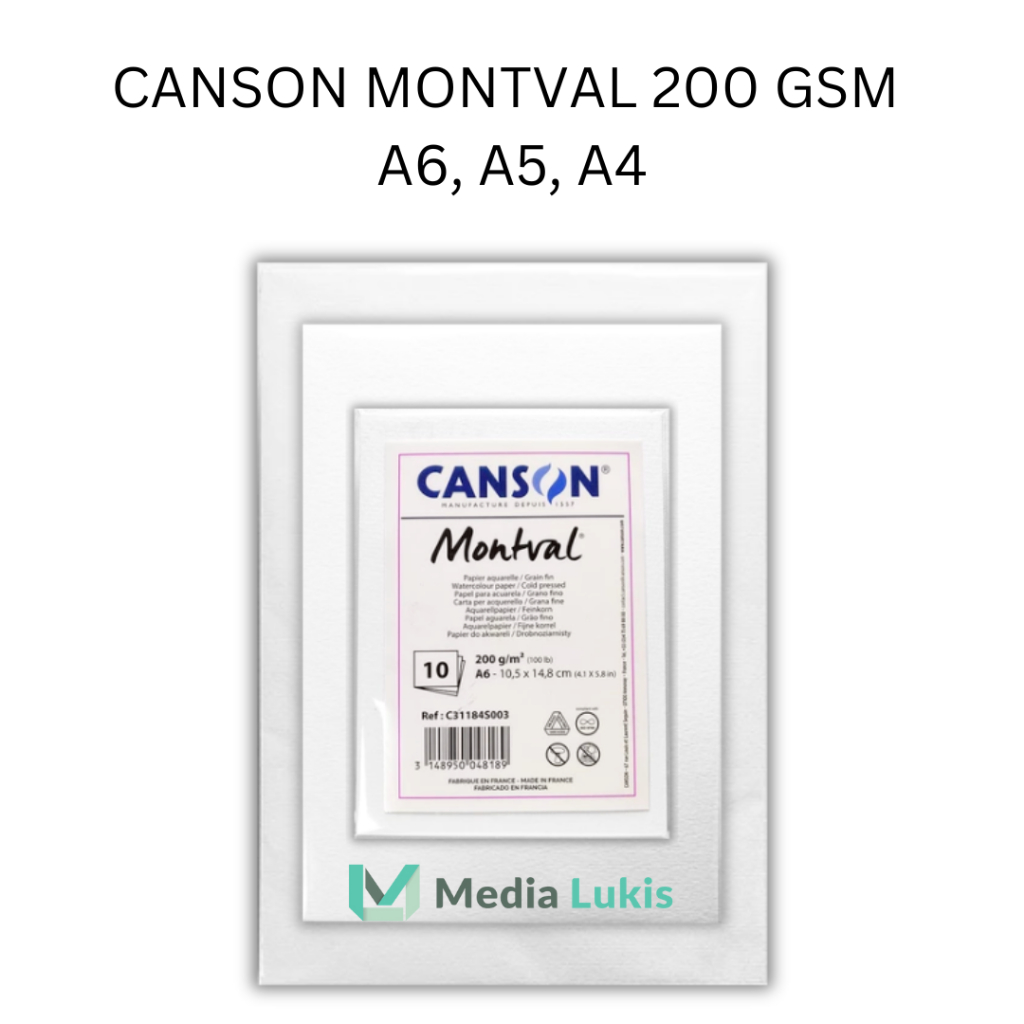 

CANSON MONTVAL 200G 10PCS/PACK WATERCOLOUR PAPAER