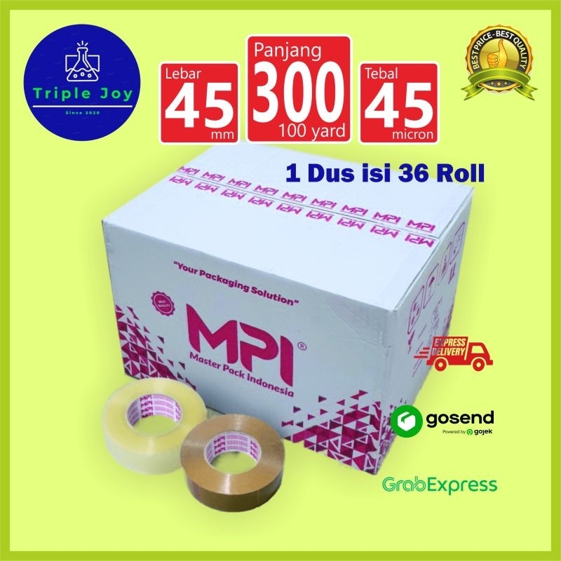 

Lakban Jumbo 2 Inch 45mm x 300Yard Bening Coklat 1 Dus 36 Roll