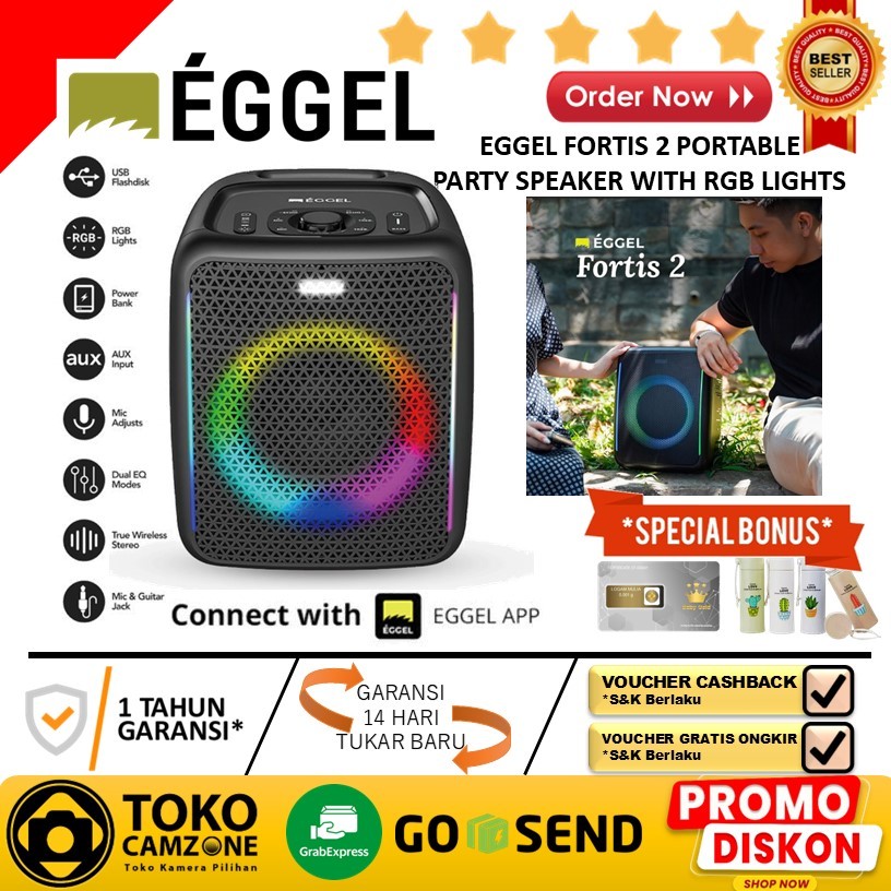 Eggel Fortis 2 Wireless Bluetooth Portable Party Speaker,Loud and Impactful Sound, RGB Dual Modes EQ