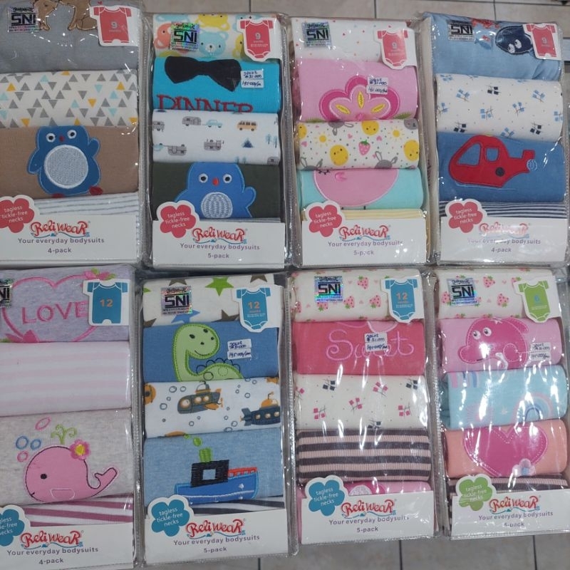 Reliwear Bodysuits 5in1 Jumper Romper Bayi Cowok Cewek 3-12 Bulan