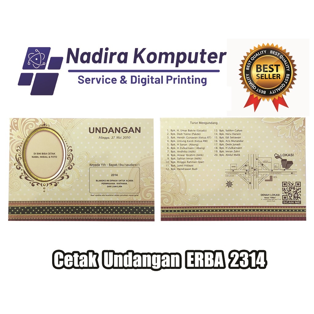 Undangan Pernikahan Tunangan Khitanan dll - ERBA 2314 // 50 pcs Undangan Erba 2314