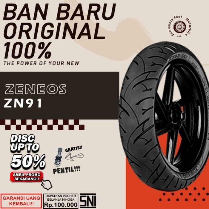 Ban Motor Tubeless Zeneos Zn91 Ring 18 Ban Motor Ninja Tiger Thunder Tubless Depan Belakang  Ring 18