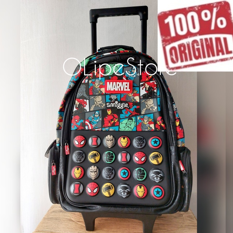 SMIGGLE - Marvel Trolley Backpack Tas Trolley Troli Smiggle Avengers