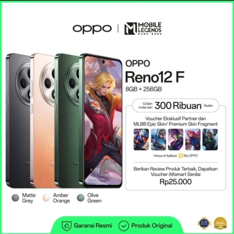 Hp Oppo Reno12 F 4G Ram 8Gb+(8Gb) Internal 256Gb , Chipset Snapdragon 685 , 45Watt Supervooc , 5000m