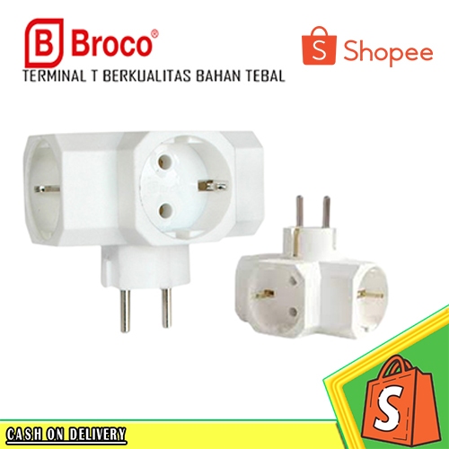 Colokan T arde broco cabang 3 colokan stop kontak 3 lubang colokan steker arde terminal listrik