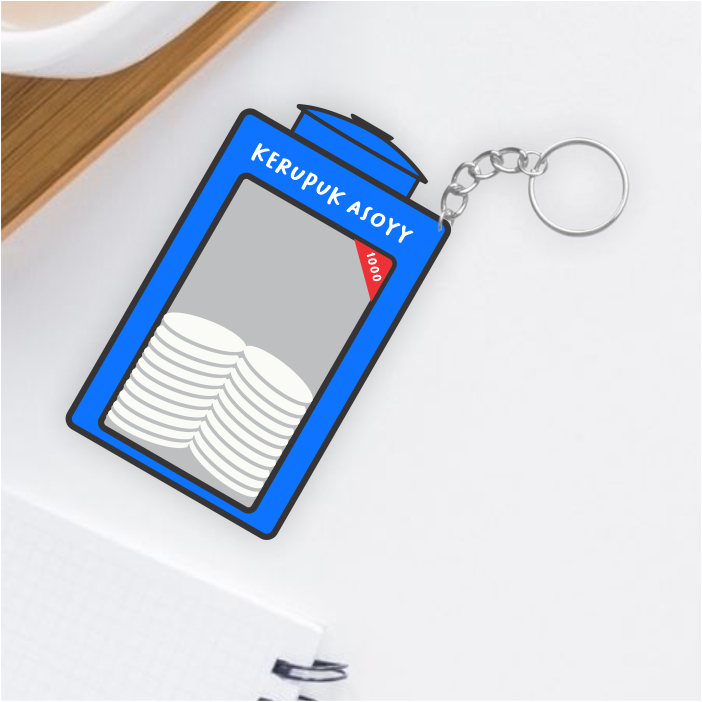 Gantungan Kunci Karakter Satu Sisi Motif Kaleng Kerupuk Lucu