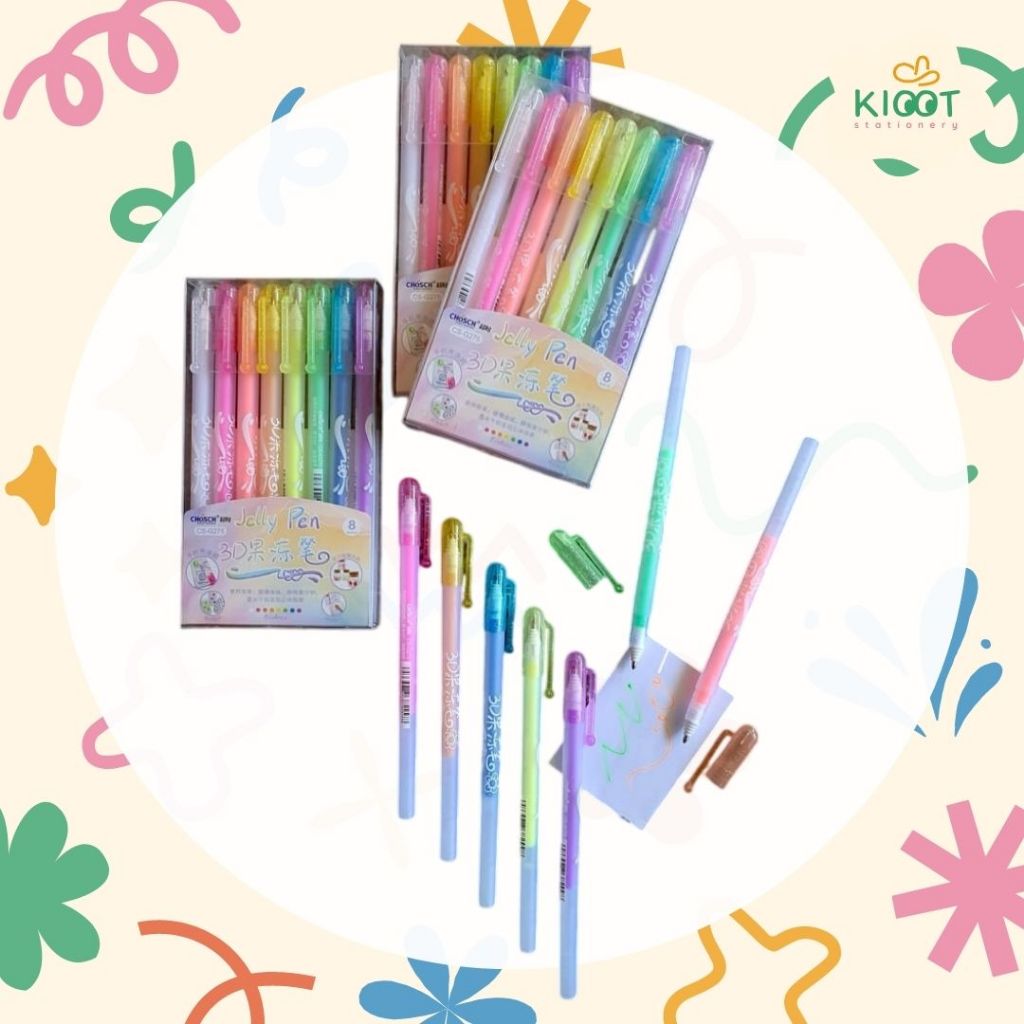 

Kioot - Bolpen Gel Timbul 1 Set 8 Pcs Pulpen Anak Drawing Pen Warna Neon Chosch CSG-275