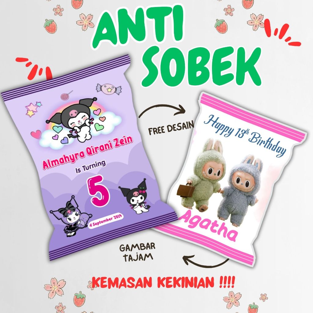 

Kemasan Pouch Snack Ulang Tahun Anak Custom Labubu Kuromi