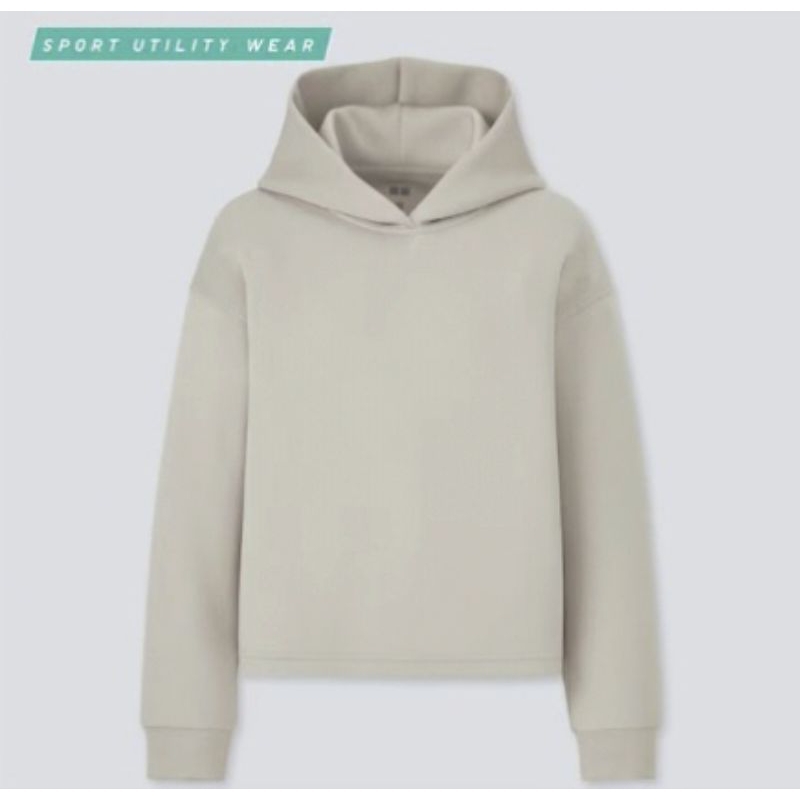 UNIQLO STRETCH DRY SWEAT PULLOVER HOODIE IN NATURAL