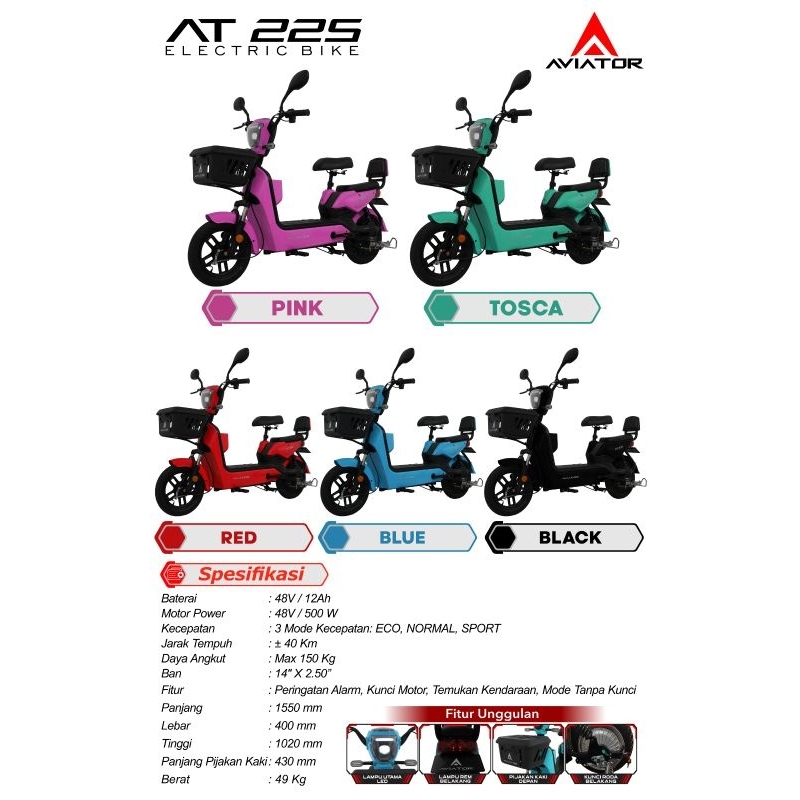 Sepeda Listrik Aviator AT 225 500Watt Elektrik Bike E-Bike Aviator